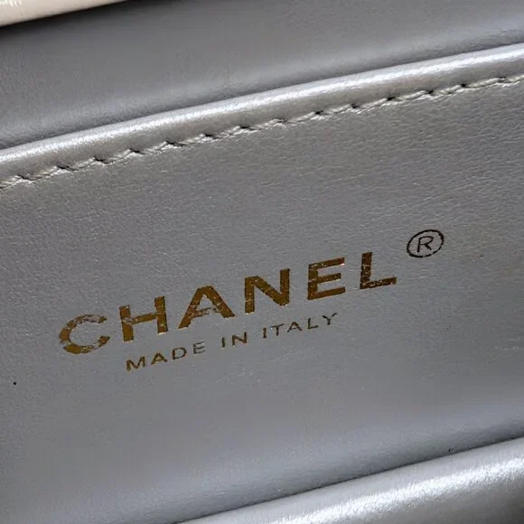 Chanel 19 White Lambskin Small Flap Bag with Pink/Blue Hardware - Picture 11 of 14